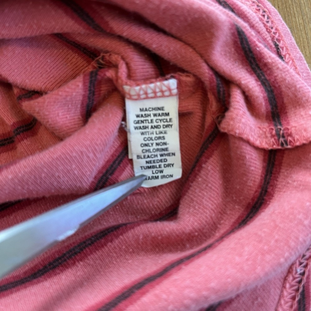 Vintage Y2K Gap Women's T-Shirt Size L Long Sleeve Scoop Neck Striped Pink - Picture 10 of 13